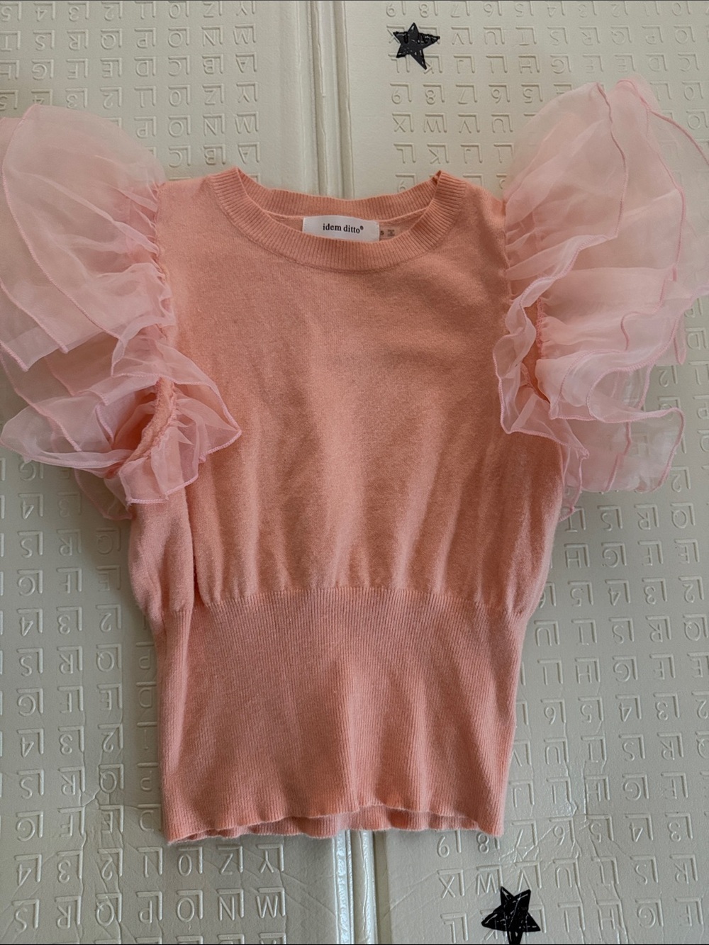 Idem Ditto Pink Puff Sleeve Knit Tee